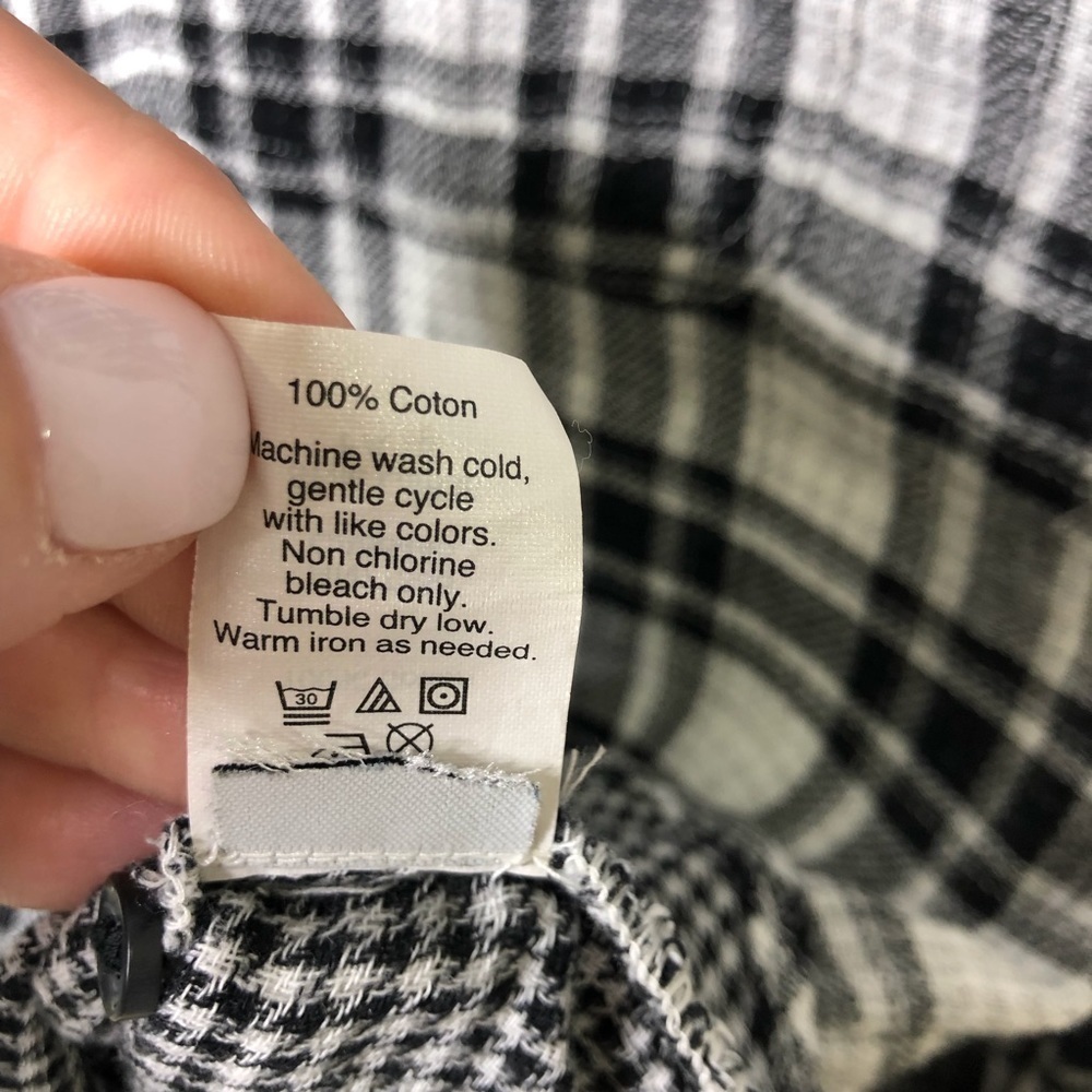 Madewell Ex-Boyfriend Shirt in Kemp Plaid Size Small White Black Style C9635 - Picture 9 of 9